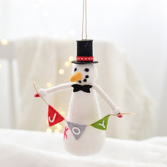Uutvery Wool Felt Christmas Ornaments, Handmade Xmas Crafts with Snowflake Patterns for Tree Decor, Holiday Party Home Decor, 5.9 inches Christmas Ornaments