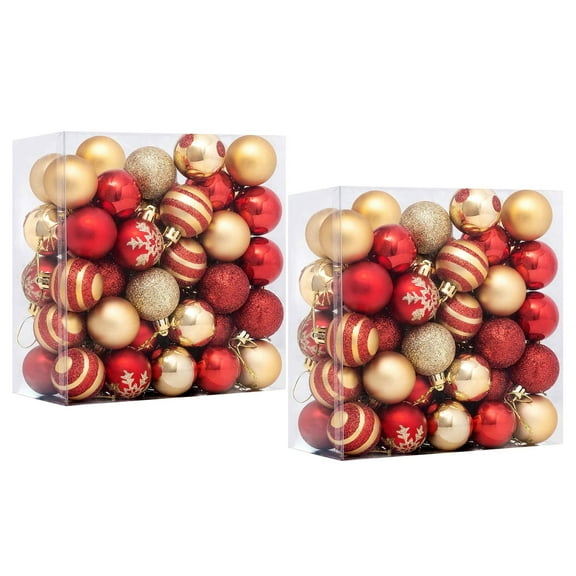 Uutvmp 100Pcs Christmas Balls, 1.57" Christmas Tree Decoration Ornaments for Xmas Tree Holiday Wreath Garland Decor Ornaments, Red and Gold