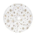 thumbnail image 1 of Uutvmp 15 Inch Mini Christmas Tree Skirt, White with Silver Snowflake Tree Mat Faux Fur Plush Xmas Tree Skirt for Christmas Holiday Party Indoor Outdoor Home Decoration, 1 of 7