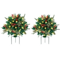 Uutvmp 2Pcs Holiday Planters, Holiday Planter Filler, Lighted Artificial Christmas Urn Filler, Christmas Holiday Planter Filler Outdoor Decor, Xmas Pine Trees with Tripod Stake with 20 LED Lights