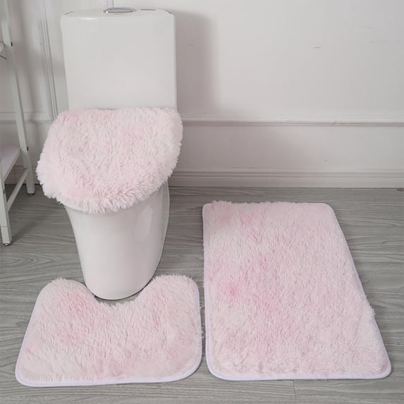 Uutvmp 3 Pcs Bath Rugs Set, Bath Rug + Contour Mat + Toilet Seat Cover, Super Soft Microfiber Water Absorbent and Non-Slip Bathroom Rugs