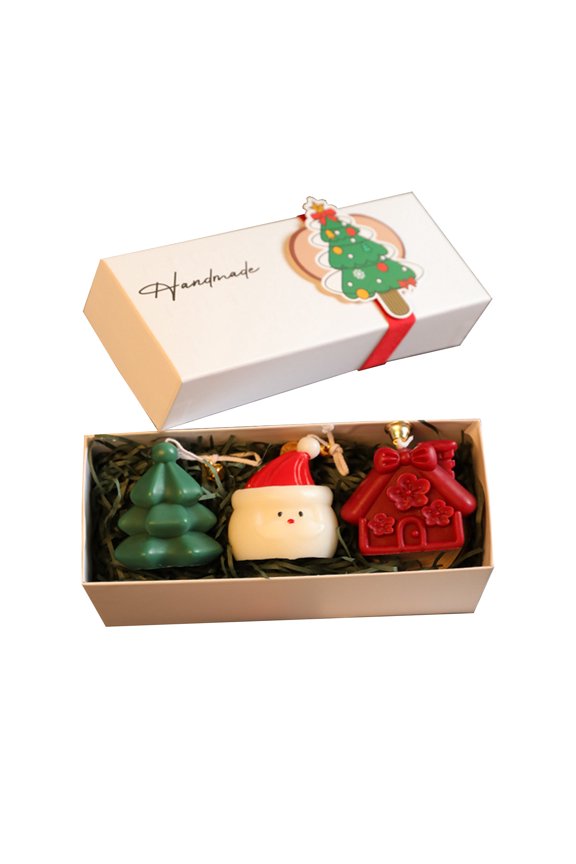 3 Pcs Christmas Scented Candle Gift Box Set, Christmas Taper Candles Tree Glove Gingerbread Man, Home Table Holiday Decorations