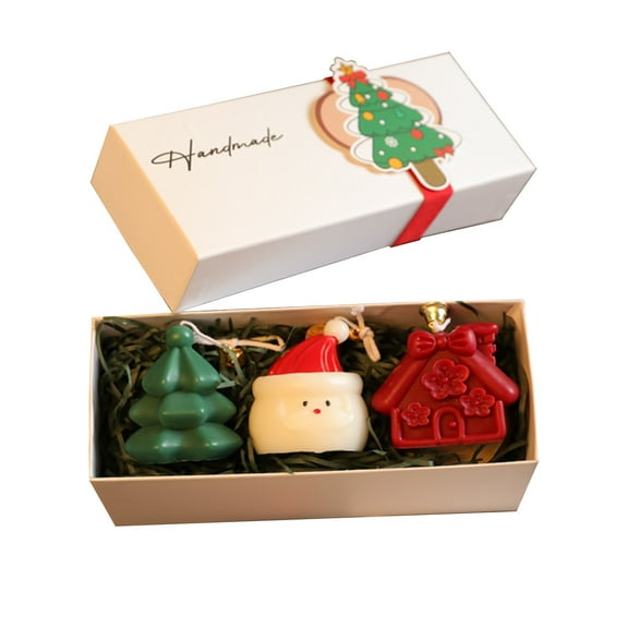 Uutvmp 3 Pcs Christmas Scented Candle Gift Box Set, Christmas Taper Candles Tree Glove Gingerbread Man, Home Table Holiday Decorations