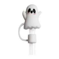 Uutvmp 3D Halloween Straw Cover Cap for Cup, Cute Ghost Halloween Straw Topper Silicone Straw Covers Dustproof Straw Tips Lids Cup Accessories for Tumble Water Bottle