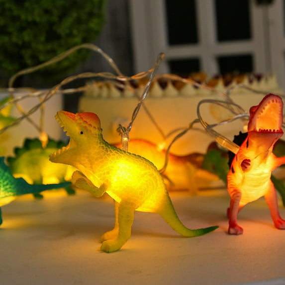 Uutvmp 4.92FT 10 LED Dinosaur String Lights, Battery Operated LED Fairy Fantastic Lights for Bedroom Child Room Birthday Party Decoration (Multi-Colored Dinosaur)