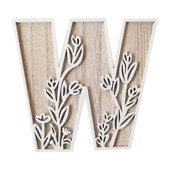 Uutvmp 5 Inch Wooden Letters for Wall Decor, Flowered Paintable Wooden Nursery Letters for Crafts Wood Alphabet Letter for Birthday Xmas Nursery Name Sign Wedding Home Decoration