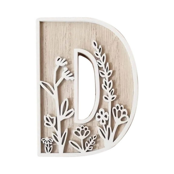 Uutvmp 5 Inch Wooden Letters for Wall Decor, Flowered Paintable Wooden Nursery Letters for Crafts Wood Alphabet Letter for Birthday Xmas Nursery Name Sign Wedding Home Decoration