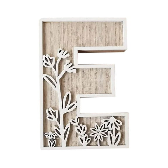 Uutvmp 5 Inch Wooden Letters for Wall Decor, Flowered Paintable Wooden Nursery Letters for Crafts Wood Alphabet Letter for Birthday Xmas Nursery Name Sign Wedding Home Decoration