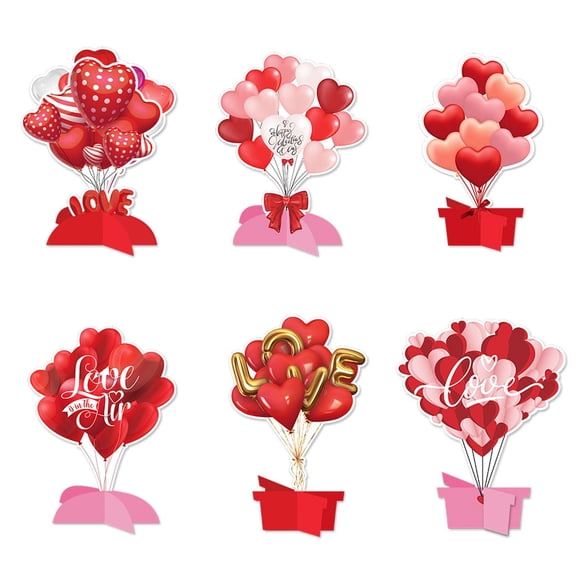 Uutvmp 6PCS Valentine's Day Honeycomb Centerpiece, Red Heart Table Centerpiece Set, Paper Love You Sign, Mother's Day Valentine's Day Anniversary Love Theme Engagement Party Supplies