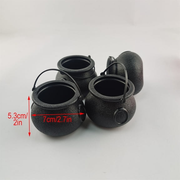 Uutvmp 6Pcs Halloween Skull Candy Jar, Wizard Theme Parties Favors, Pot of Gold, Witches Plastic Cauldron Lucky Candy Holder Pot