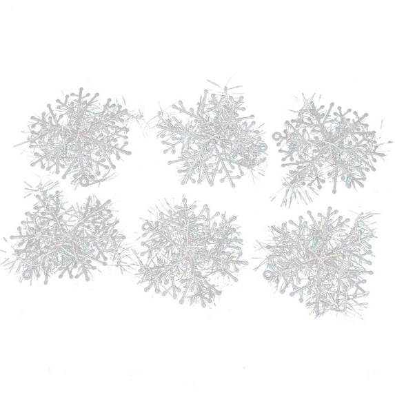 Uutvmp 9.05 Inch Glitter Snowflake Ornaments Set, Mini Christmas Tree Hanging Plastic Decoration, Xmas Party Wedding Anniversary Window Door Home Accessories, 6Pcs