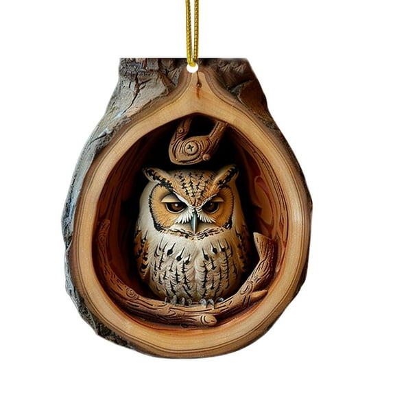 Uutvmp Animal Christmas Ornament, Owl Ornaments for Christmas Tree, 2D Acrylic Forest Owl Animal Hanging Ornaments for Christmas Tree Holiday Party Gifts Decoration