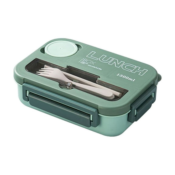 Uutvmp Bento Box with Tableware, Lunch Containers for Adults with 4 Compartments, Extra Large Lunch Box, Leakproof Lunch Box, Food-Grade Plastic Bento Box, Suitable for Microwave and Freezer