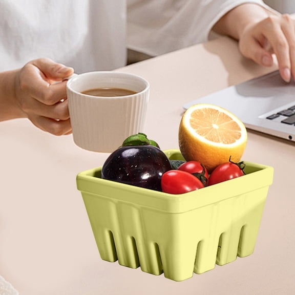 Uutvmp Berry Basket, Melamine Berry Bowl With Holes, Square Kitchen Fruit Basket for Christmas, 4" Colander Cute Small Container for Strawberry, Grape, Berries