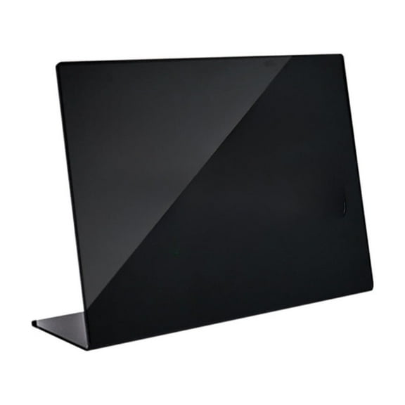 Uutvmp Black Acrylic Tabletop Chalkboard Sign Liquid Chalk Markers Modern Desktop Display Board Freestanding Blackboard Menu Memo, for Wedding Party Events Restaurant Coffeeshop Boutique