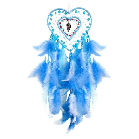 Uutvmp Blue Dream Catchers, Heart Shaped Dream Catcher for Bedroom, Handmade Dream Catcher for Wall Hanging Decor Feather Crafts