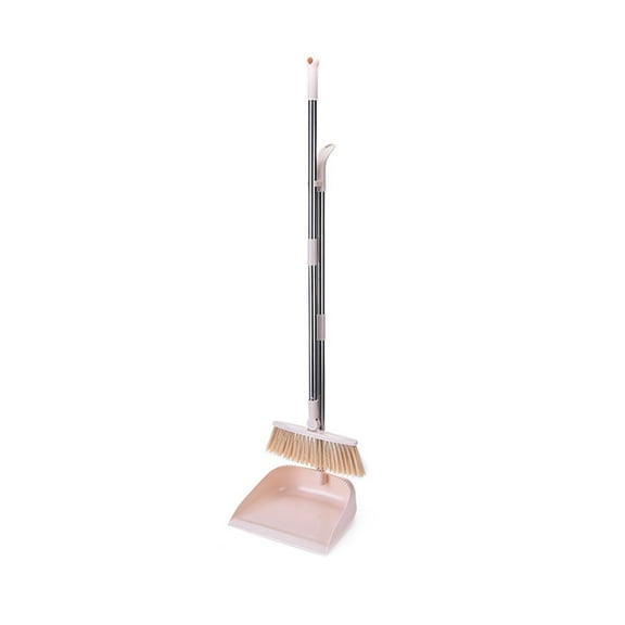 Uutvmp Broom with Dustpan Combo Set, Broom and Dustpan Set with Long Handle, Kitchen Broom for Sweeping Indoor Outdoor, Brush Broom Set for Home Office Lobby Floor Cleaning