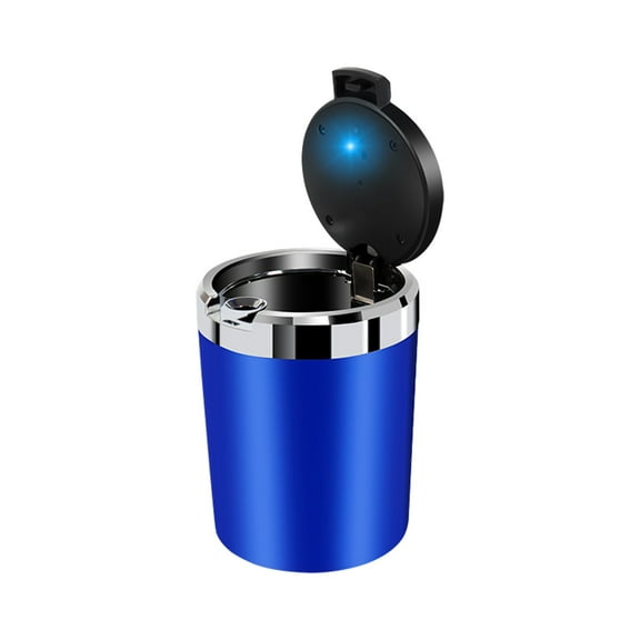 Uutvmp Car Ashtray with Lid, Portable Ashtray for Car, Detachable Ashtray with LED Blue Light, Stainless Steel Smokeless Ashtray for Car Home Office