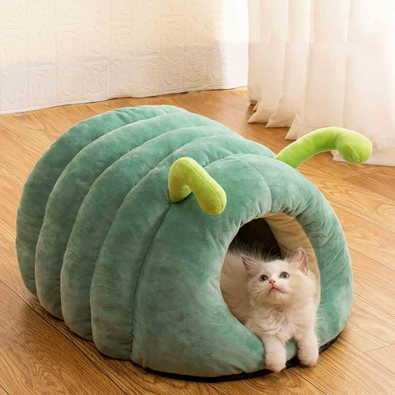 Uutvmp Cat Cave Bed - Enclosed Cat Hideaway, Soft Wool Cat Nest, Cozy Cat Sleeping Bed Handmade Kitty Cave Warm Indoor Cat Furniture, Winter Semi Covered Comfortable Pet Bed Cat House for Small Cats