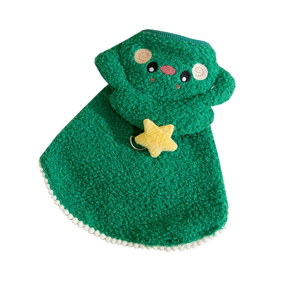 Uutvmp Cat Christmas Outfit, Pet Cloak with Hat with Star and Bow Tie Puppy Cape Clothes, Xmas Tree Elf Costumes Party Pet Supplies Accessories for Cats and Small Dog Santa Presents