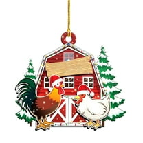 Uutvmp Chicken Ornament for Christmas Tree Farm, Christmas Ornament Farmhouse Chicken, Christmas Ornament Rooster Ornament Farm Animal Chicken Christmas Tree Decorations