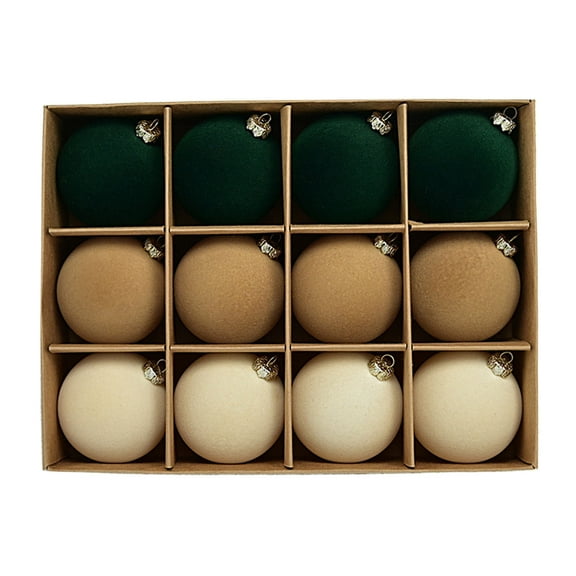 Uutvmp Christmas Ball Christmas Tree Hanging Ornaments, 3.14inch Flocking Ball Christmas Ball, Velvet Christmas Ball Christmas Tree Decoration, 12Pcs