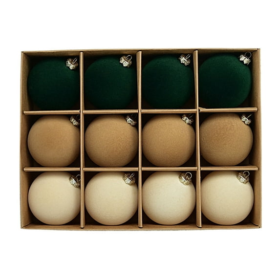 Uutvmp Christmas Ball Christmas Tree Hanging Ornaments, 3.14inch Flocking Ball Christmas Ball, Velvet Christmas Ball Christmas Tree Decoration, 12Pcs