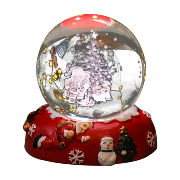 Uutvmp Christmas Balls with LED Lamp Base, Desk Ornament Color Changing LED for Crystal Ball with Elegant Resin Base, Night Light for Kids