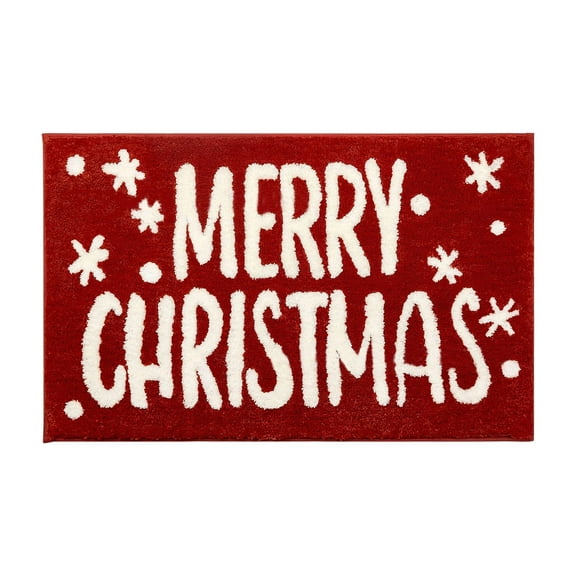 Uutvmp Christmas Bathroom Rugs, Red Snowflake Bath Mat, Non Slip Washable Bathtub Kitchen Rug for Christmas Decor