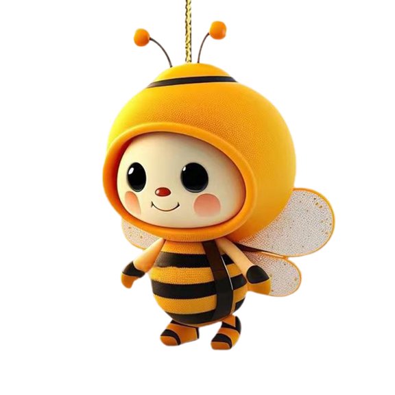 Uutvmp Christmas Bee Hanging Ornament, Bee Wall Decor Acrylic Bee Hanging Decoration, Bee Festival with Hat Pendant Party Decor Hanging Tag with Rope Supplies