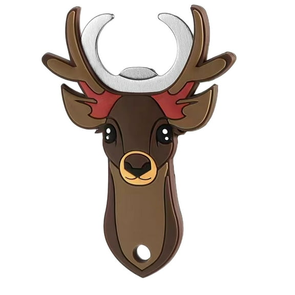Uutvmp Christmas Bottle Opener, Silicone Handle Beer Opener, Magnetic Beer Bottle Opener, Fridge Magnet for Winter Theme Party Kitchen Decoration(Deer Shape)