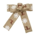 thumbnail image 1 of Uutvmp Christmas Burlap Bows for Wreath, Reindeer Snowflake Wreath Bow, Xmas Snowflake Elk Print Craft Bows Ornaments for Christmas Tree New Year Festival Party Decoration Supplies, 1 of 6