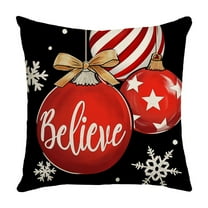 Uutvmp Christmas Decorative Throw Pillow Covers, Xmas Ornament Jingle Bell Red Patio Outdoor Pillowcase, Joy Peace Love Snowflake Winter Holiday Cushion Case Home Decor