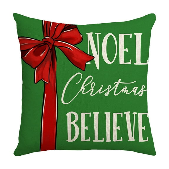 Uutvmp Christmas Decorative Throw Pillow Covers, Xmas Ornament Jingle Bell Red Patio Outdoor Pillowcase, Joy Peace Love Snowflake Winter Holiday Cushion Case Home Decor