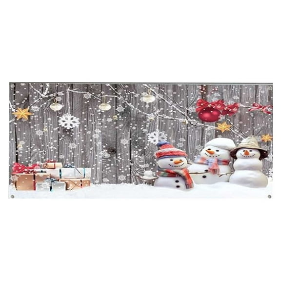 Uutvmp Christmas Garage Door Decorations, Merry Christmas Garage Door Cover, Cute Snowman Large Christmas Outdoor Party Backdrop Banner