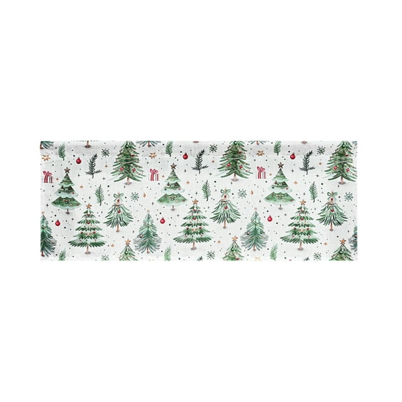 Uutvmp Christmas Kitchen Curtain Valance, Christmas Valance Curtains for Windows, Xmas Tree Snowman Pattern Decorations Curtain Valance for Kitchen Cafe Curtains, White and Green