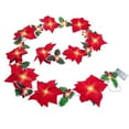 thumbnail image 1 of Uutvmp Christmas Poinsettia Garland with Light, 6.56 FT Lighted Artificial Garlands with Red Flowers and Berries, Battery Operated Poinsettia String Lights, Light up for Xmas Home Decor, 1 of 7