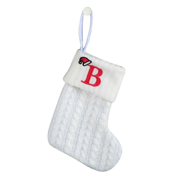 Uutvmp Christmas Stockings, Small Embroidered Letter Knit White Christmas Stocking, Letter Hanging Xmas Stockings for Family Christmas Tree Fireplace Decoration
