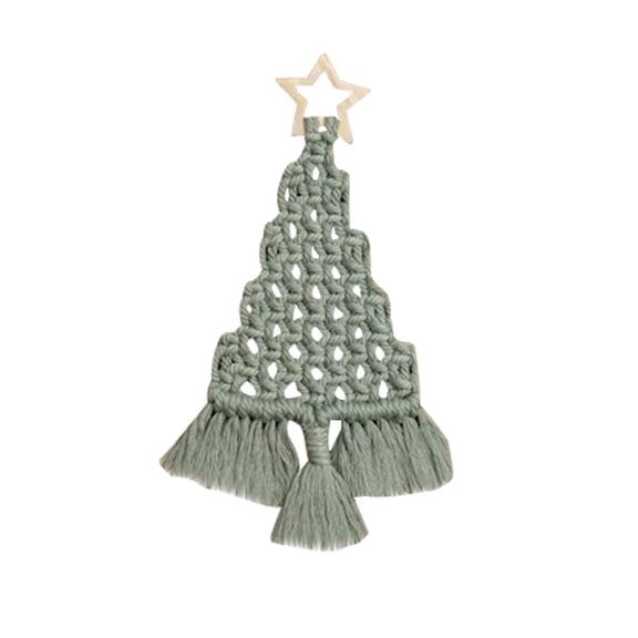 Uutvmp Christmas Tree Craft DIY Kit, Christmas Tree Macrame Ornaments for Holiday Wall Hanging Decor, Christmas Hand Knitting Kit Tree Shaped Pendants Ornaments for Holiday Wall Hanging Decor