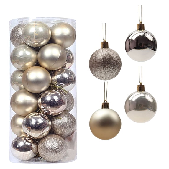 Uutvmp Christmas Tree Ornaments, Christmas Decorative Ball Electroplated Plastic Ball, 1.18Inch 24Pcs Barrel Christmas Ball Shopping Mall Ceiling Christmas Tree Pendant Hanging Ball