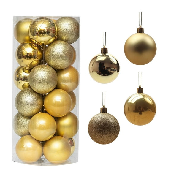 Uutvmp Christmas Tree Ornaments, Christmas Decorative Ball Electroplated Plastic Ball, 1.18Inch 24Pcs Barrel Christmas Ball Shopping Mall Ceiling Christmas Tree Pendant Hanging Ball