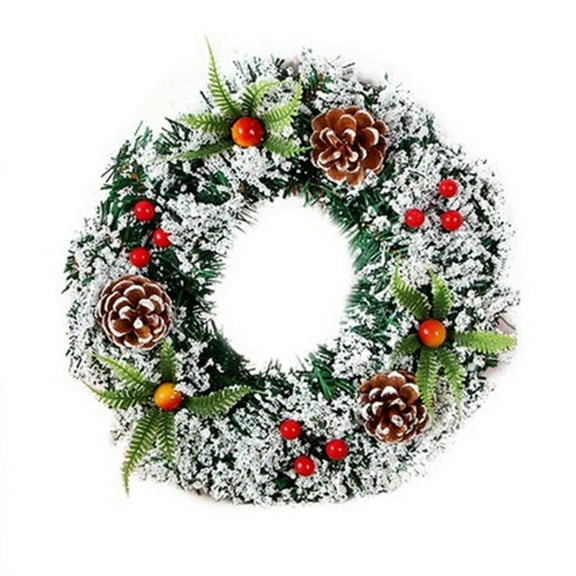 Uutvmp Christmas Wreath for Front Door, Artificial Christmas Wreath with Red Berry and Pine Cone, Winter Wreath for Window Wall Fireplace Farmhouse Holiday Party Decoration, 11.81inch