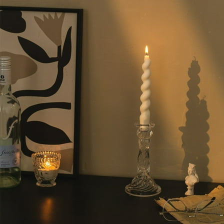 Uutvmp Clear Glass Taper Candle Holders, Clear Crystal Glass Candlesticks Holders for Fancy Table Decor Wedding Celebration Centerpiece Taper Candles Holder