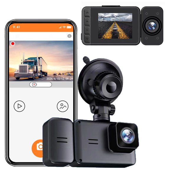 Uutvmp Dash Cam with WiFi 1080P FHD Car Driving Recorder, Front and Inside Two Lens Car Cameras HD Infrared Night Vision G Sensor Loop Recording APP Remote Monitoring