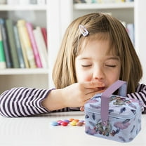 Uutvmp Easter Cookie Tins, Candy Tinplate Box with Handle, Easter Bunny Biscuits Container Square Baking Cake Gift Tins for Jewelry Treasure Snack Dried Fruit