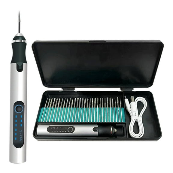 Uutvmp Electric Engraving Pen Kit with 30 Bits, USB Rechargable Cordless Engraving Tools, Portable DIY Engraving Pen for Metal, Wood, Stone, Jewelry, Glass and Plastic