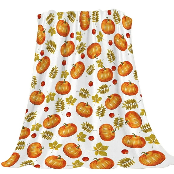 Uutvmp Fall Throw Blanket, Halloween Pumpkin Autumn Plush Fall Decor Fleece Fuzzy Picnic Throw Blanket for Couch Sofa Chairs, Cute Holiday Orange Leaf Blankets and Throws for Home