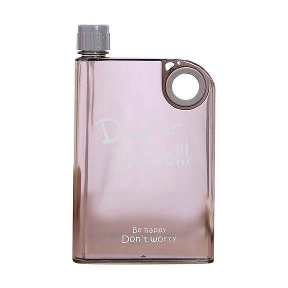 Uutvmp Flat Water Bottle,Portable Plastic Transparent Water Bottle A5 Plastic Memo Paper Travel Flask for School Activity Outdoor Gym Cycling Hiking