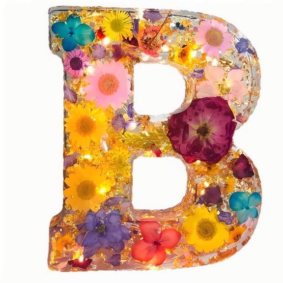 Uutvmp Floral 26 Letters Resin Night Light, Handmade Floral Night Light, Personalized Flower Letters with LED Light, Christmas Night Light Flower Lamp, Light Up Letters Birthday Gift for Mom, Wife