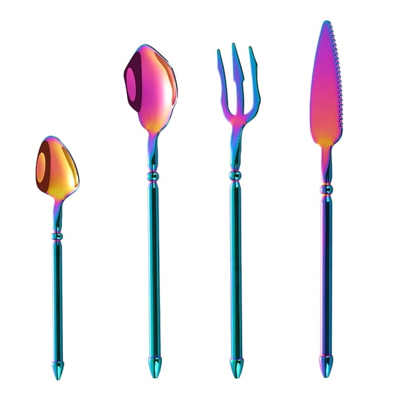 Uutvmp Forks Spoons and Knives Set for 4, Iridescent Silverware Sets, Food Grade Flatware Cutlery Set, Knives Forks Spoon Set for Home Kitchen Restaurant